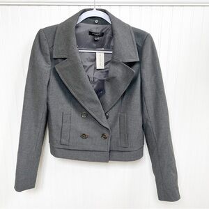 Ann Taylor Gray Double Breasted Cropped Blazer Jacket Women’s Size 4 NEW